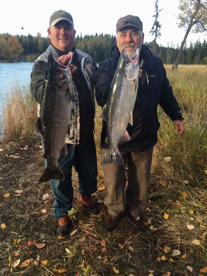 2 fisherman with Kasilof River salmon catch
